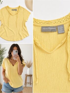 Allyson Whitmore Petite Yellow Boho Peasant Top PXL